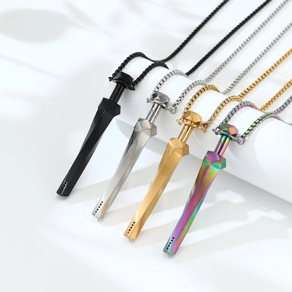 MaiLun 1pc 77mm Stress Anxiety Relief Necklace Length Stainless Steel Meditation Necklace Quit Smoking Anxiety Relief Necklace