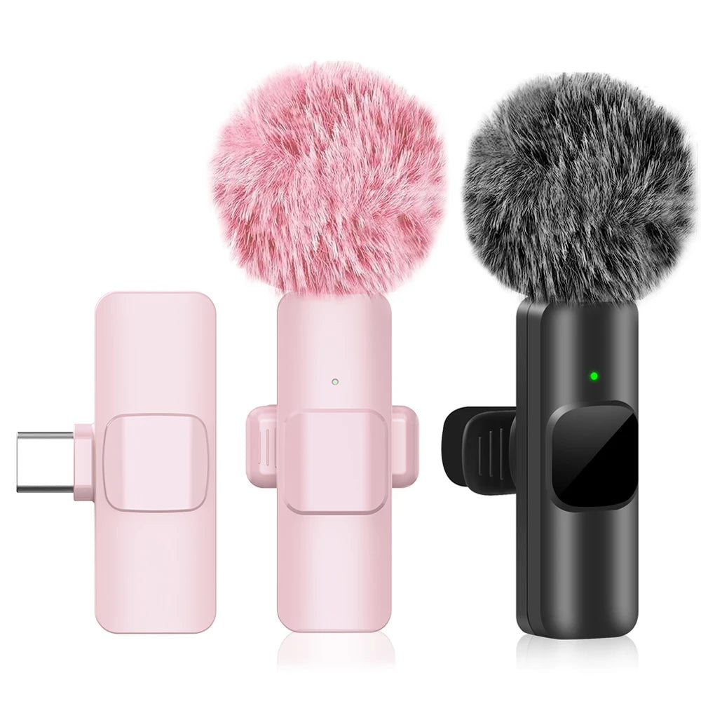 New Pink K60 Plug and Play Wireless Lavalier Microphone Portable MINI Wireless MIC For Smartphone Live Streaming/Video Recording