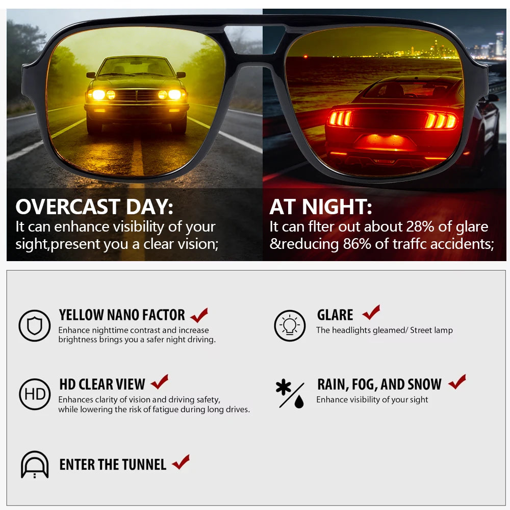 CRIXALIS Night Vision Glasses Men Women Anti Glare Night Driving Glasses Yellow Lens Driving Runnning Anti-reflective UV400