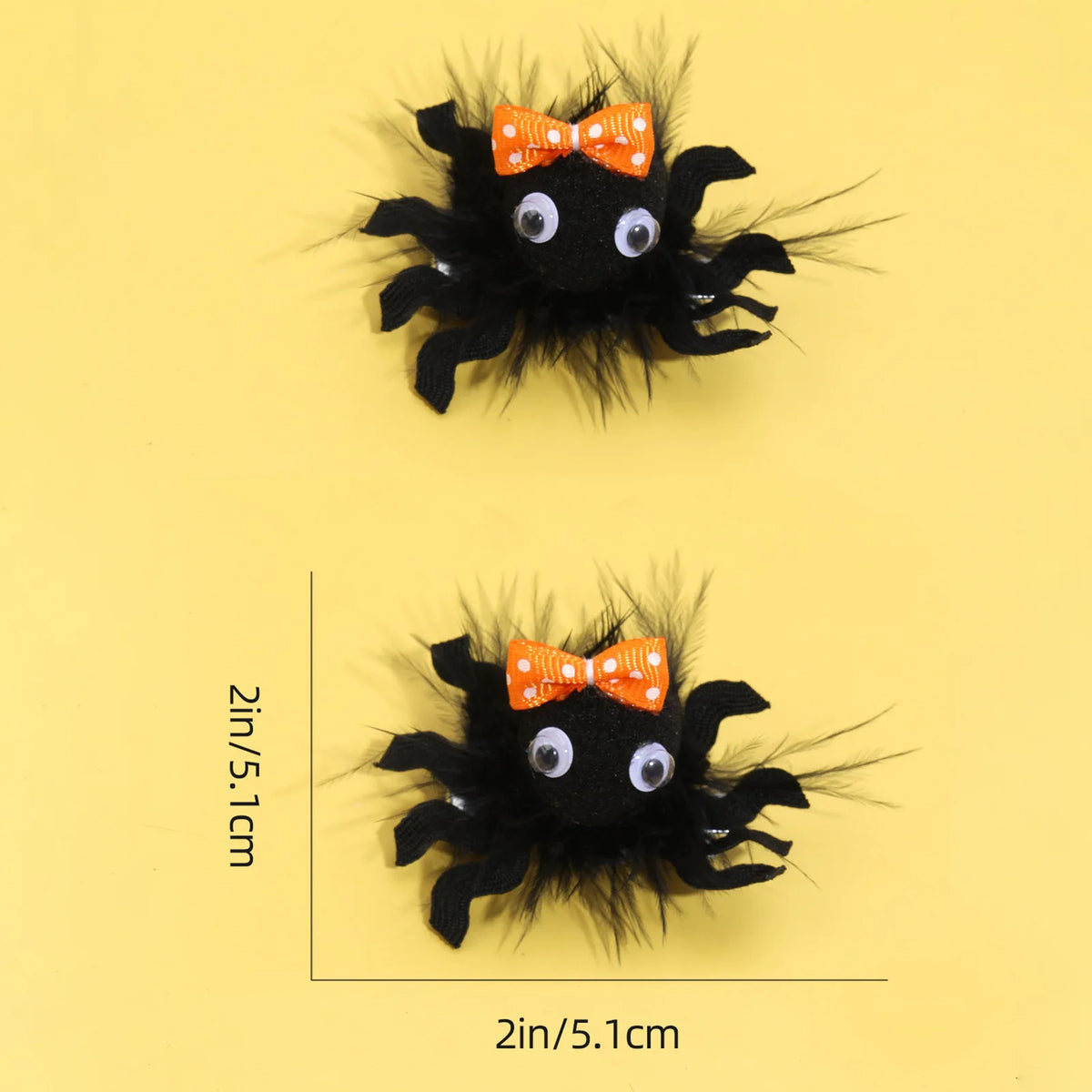 2pcs Black Halloween Girl Hair Clips, Fabric Spider Decor Hair Clips, Fun Hair Accessories, Suitable As Halloween Gift For Girls