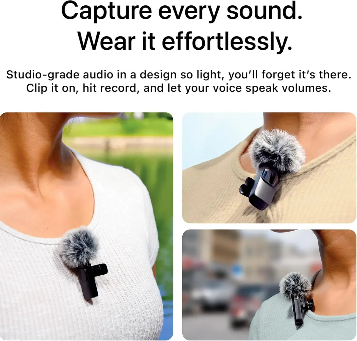 KEBIDUMEI 2.4G Wireless Lavalier Microphone Portable Audio Video Recording for iPhone Android Live Broadcast Gaming Phone