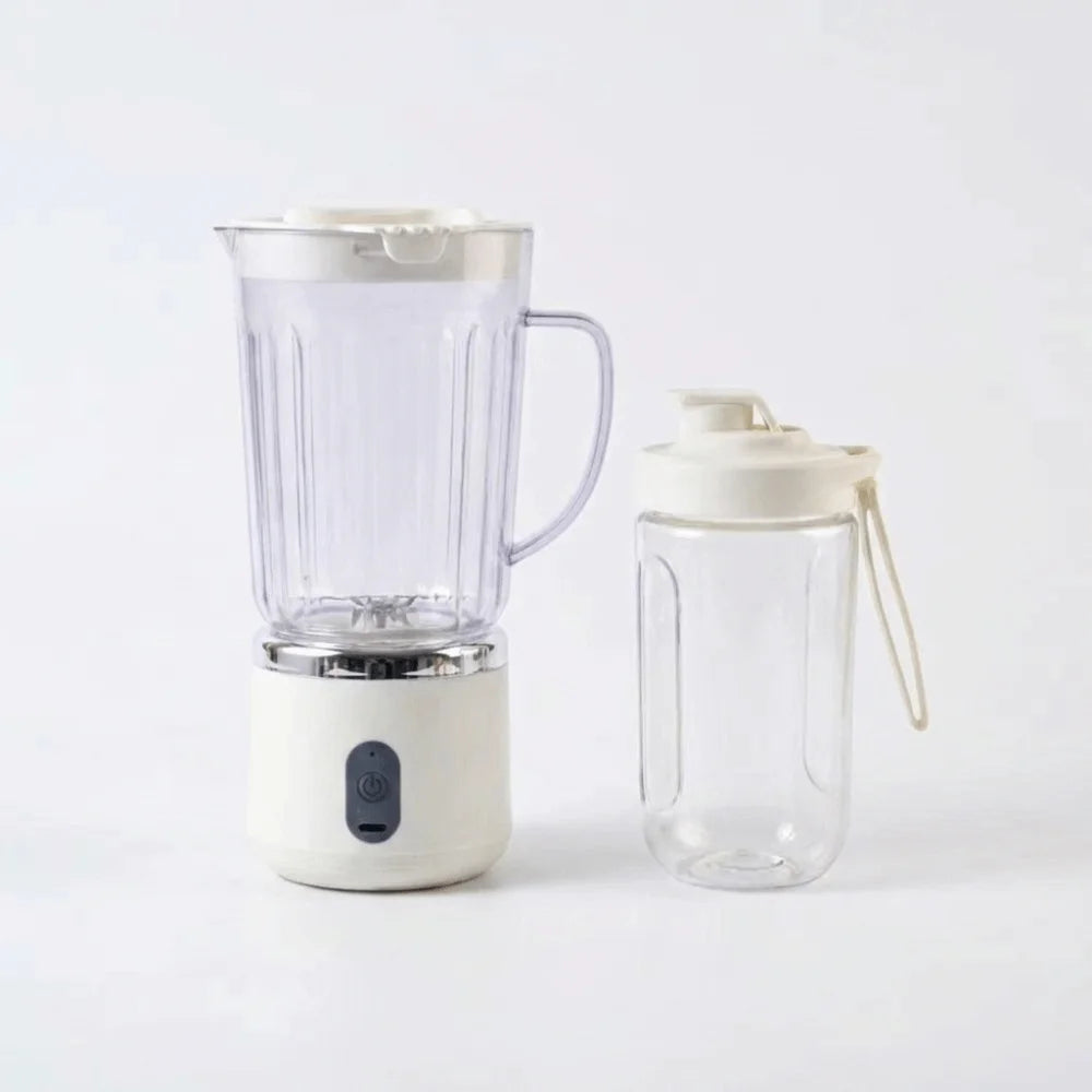 Double Cup Electric Juicer 700Ml Capacity Sharp Blades Portable Juicer Easy Disassemble Compact Size Smoothie Blender Gym Use