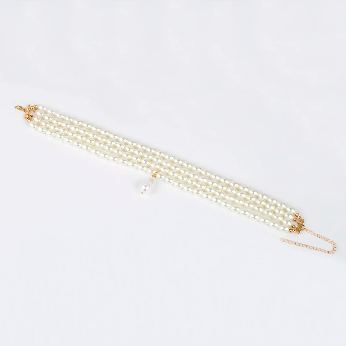 Ingemark Fashion Multilayer White Imitation Pearl Choker with Metal Slice Fixation Wide Bib Necklace Jewelry for Charm Women