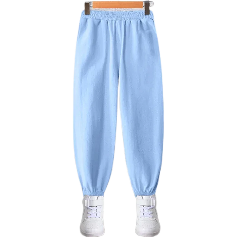 Summer Kids Pants Baby Boys Casual Solid Trousers Cotton Spring Loose Anti Mosquito Pants for Children 3-14T