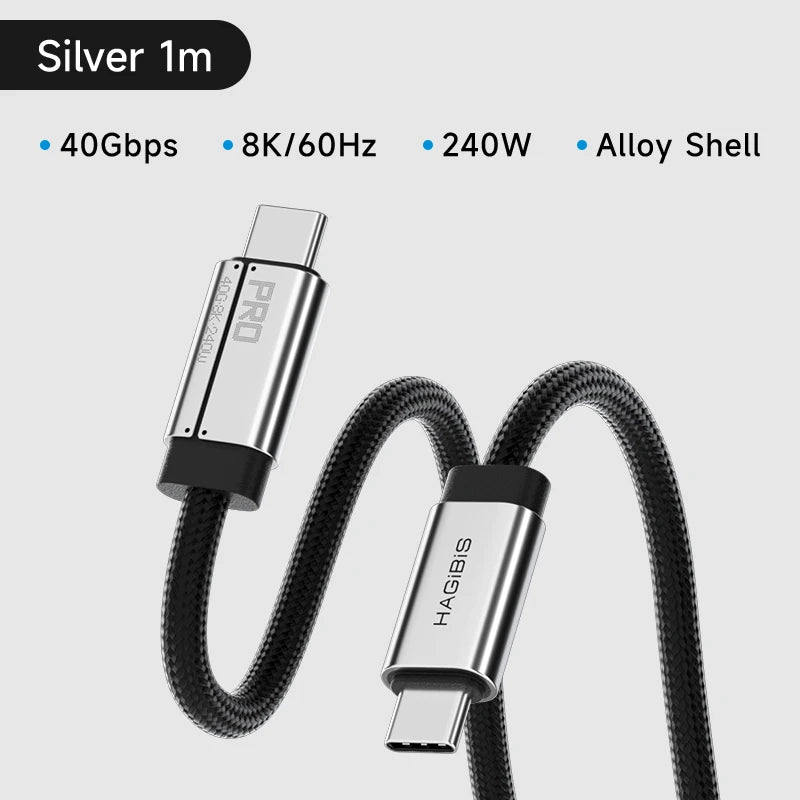 Hagibis USB C to USB C Full Function Cable Super Soft USB4 80Gbps 240W Fast Charging Cord for Thunderbolt 4/5 iPhone 17 Laptop