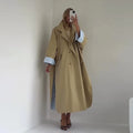 Elegant Khaki Women's Trench Coat Autumn High Neck Full Sleeve Loose Split Long Windbreaker Lady New Casual Chic Jacket 2026