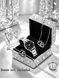 Ladies Casual Fashion Quartz Watch and Heart Jewelry Set with Steel Strap Birthday Gift Without Box