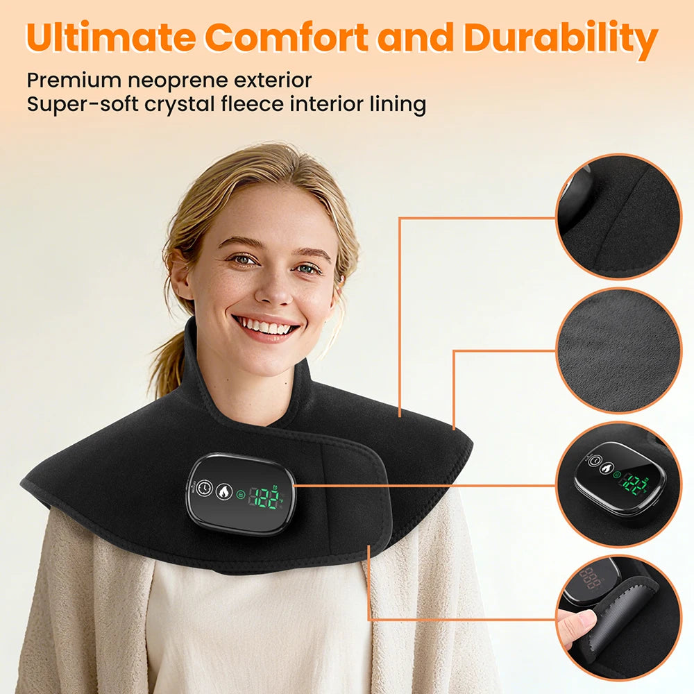 Cordless Heating Shawl Heated Pad for Neck Shoulder Joint Muscle Soreness Pain Relief LCD Display Winter 4-Level Hot Compress