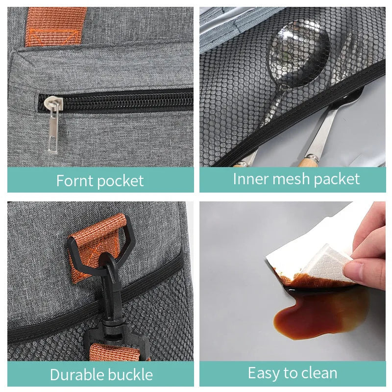 Multifunctional Double Layers Tote Cooler Lunch Bags for Women Men Large Capacity Travel Picnic Lunch Box with Shoulder Strap