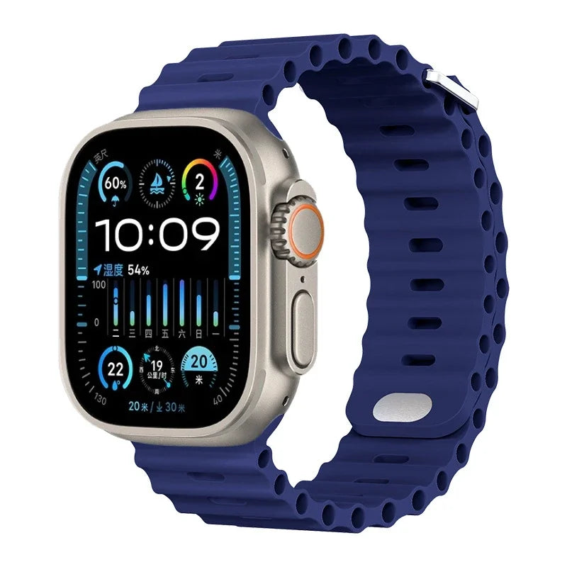 Ocean Silicone Strap For Apple Watch UItra 3 1 2 49mm 10 9 8 7 11 46mm 42mm 45mm 41mm Bracelet Wristband iWatch 6 5 4 SE3 44mm