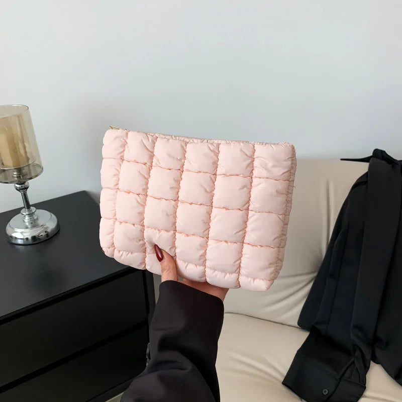 Wholesale Women Cosmetic Quilted Bag Square Makeup Storage Clutch Bags Simple Girl Lipstick Toiletry Organizer Small Handbag