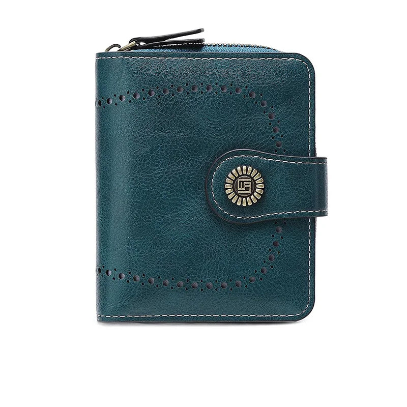 WERLLANDS PU Leather Cutout Embossed Vintage Snap Multi-Card Wallet