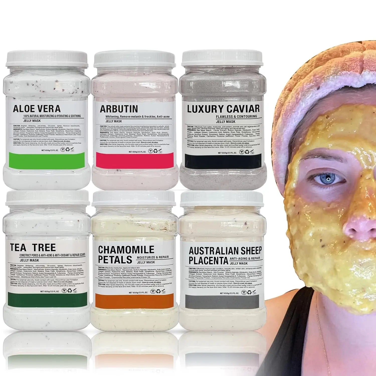 6PCS Jelly Mask Powder Wholesale 650G Professional  Masks Beauty Salon Use Facial Skin Care Products