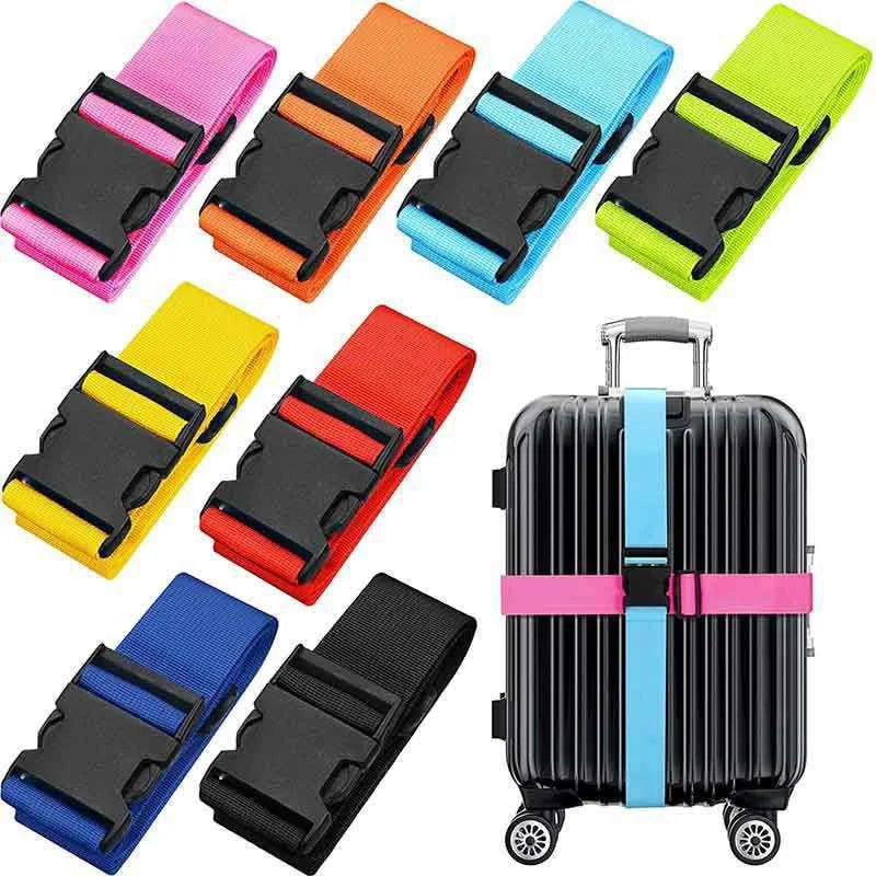 Straight Shaped Luggage Straps for Suitcase Polyester Luggage Belt with Adjustable Release Buckle Travel Accessory
