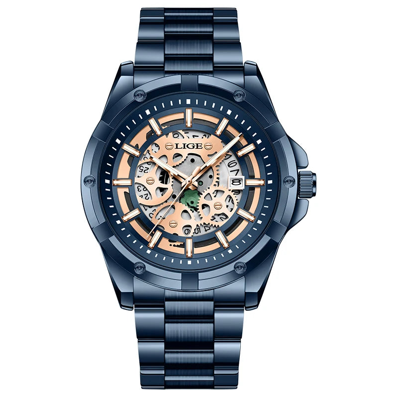 LIGE Business Men's Watches Waterproof Calendar Luminous Fashion Quartz Watch For Man Stainless Steel Male Clock Reloj Hombre