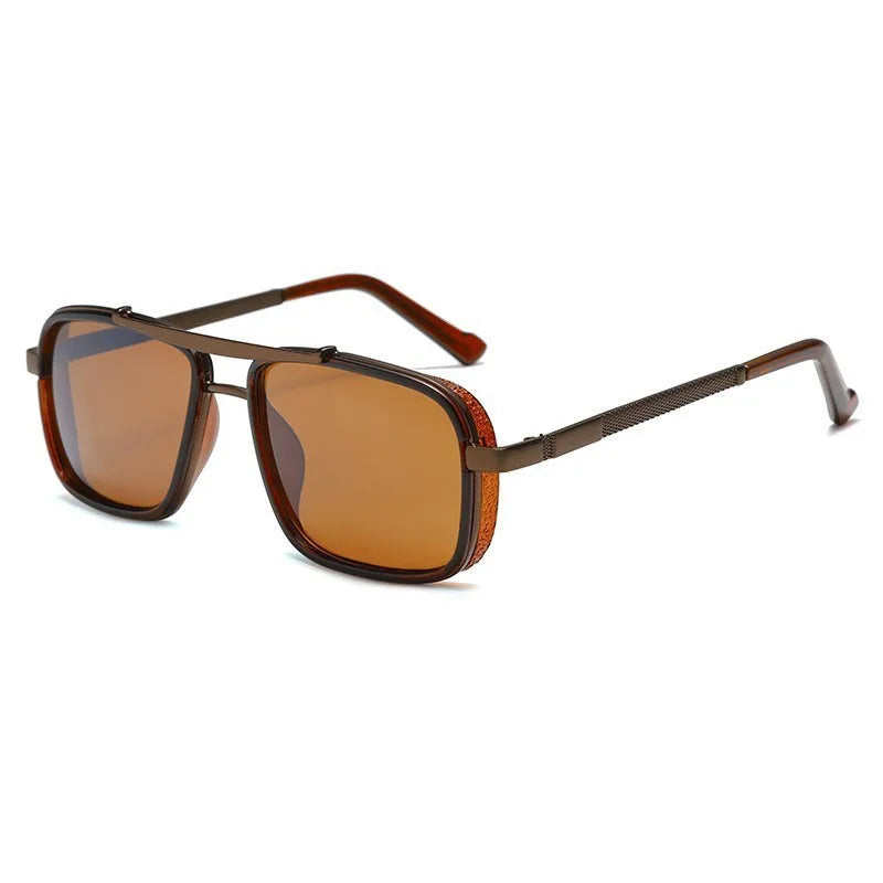 1/2/3PCS New Style Stylish  Retro Car Sunglasses Thickened Double Beam Punk Men's Metal Sunglasses 877