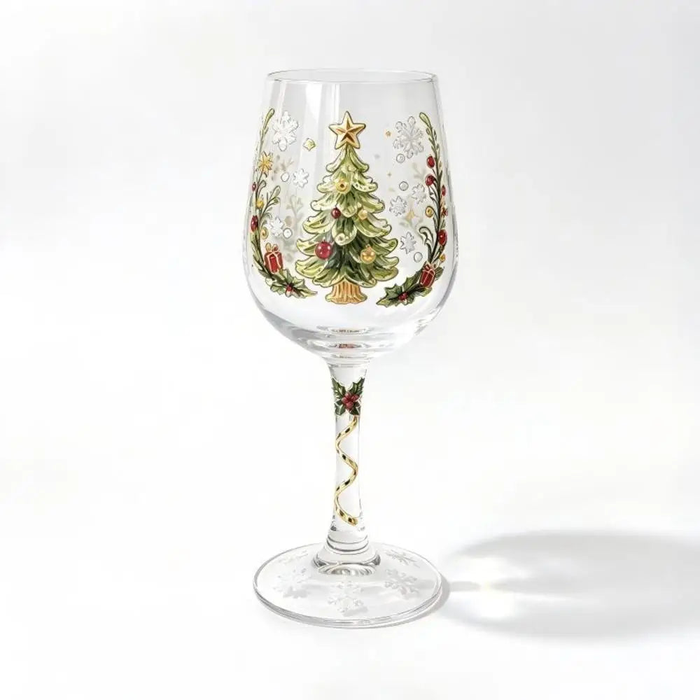 1/6pc Christmas Glass Art Cup Santa Snowman Reindeer Tree Drinking Glasses Christmas Wine Glasses Gift for Christmas Friends