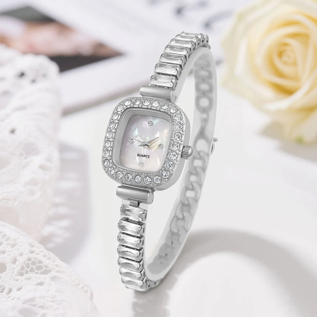 Temperament Simple Fashion Luxury Rhinestone Bracelet Women Square Quartz Watches