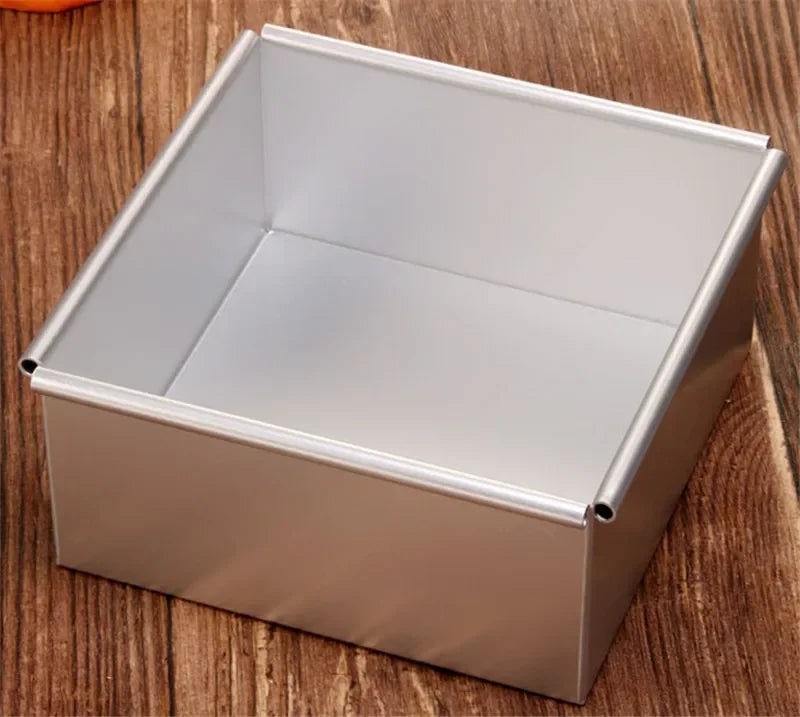 Square Cake Pan with Removable Bottom Anodized Aluminum Wedding Birthday Baking Cake Tin Cheesecake Pan Chiffon Mold stencil