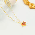 New Fashion Love Memory Red Maple Leaf Pendant Necklace For Women Cute Romantic Female Neck Chain Ladies Stainless Steel Jewelry