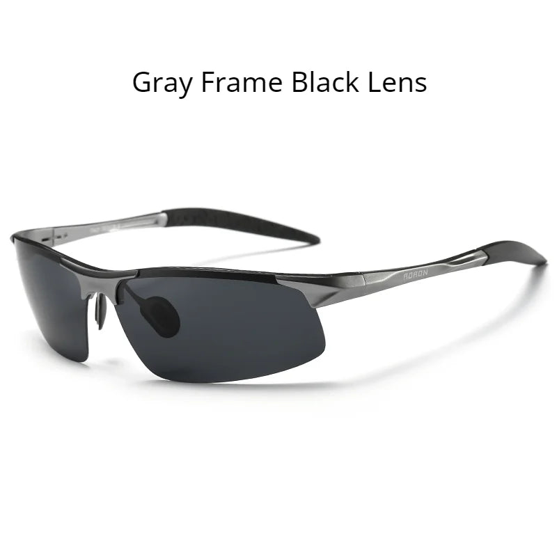 AORON Driving Polarized Sunglasses Men Aluminum Magnesium Frame Sport Sun Glasses Driver Sunglass UV400 Anti-Glare