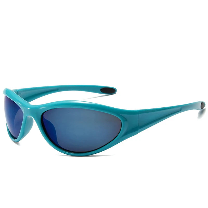 DOHOHDO New Retro Y2K Cat Eye Outdoor Fashion Sports Sunglasses Women Gradient Mirror Goggles Shades UV400 Men Punk Sun Glasses