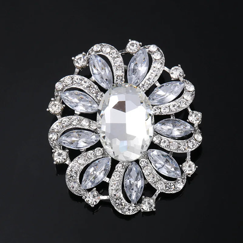 Creative Crown Brooch High-end Alloy Women's Corsage Women's Colorful Rhinestone and Water Drop Jewelry