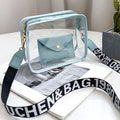 Transparent Crossbody Bag for Women Candy Color Letter Fashion Shoulder Bag PVC Transparent Jelly Bag Small Square Bag