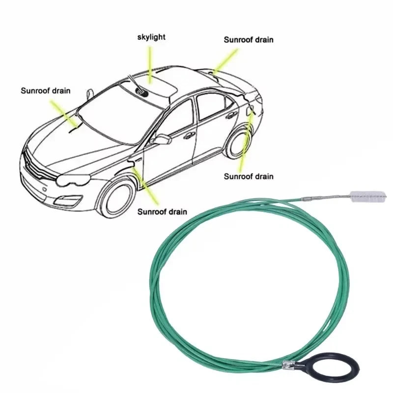 2m Car Sewer Unclogger Cleaning Brush Car Sunroof Long Hose Drain Hole Drain Unclogger Car Pipe Tool Cleaner Auto Accessories