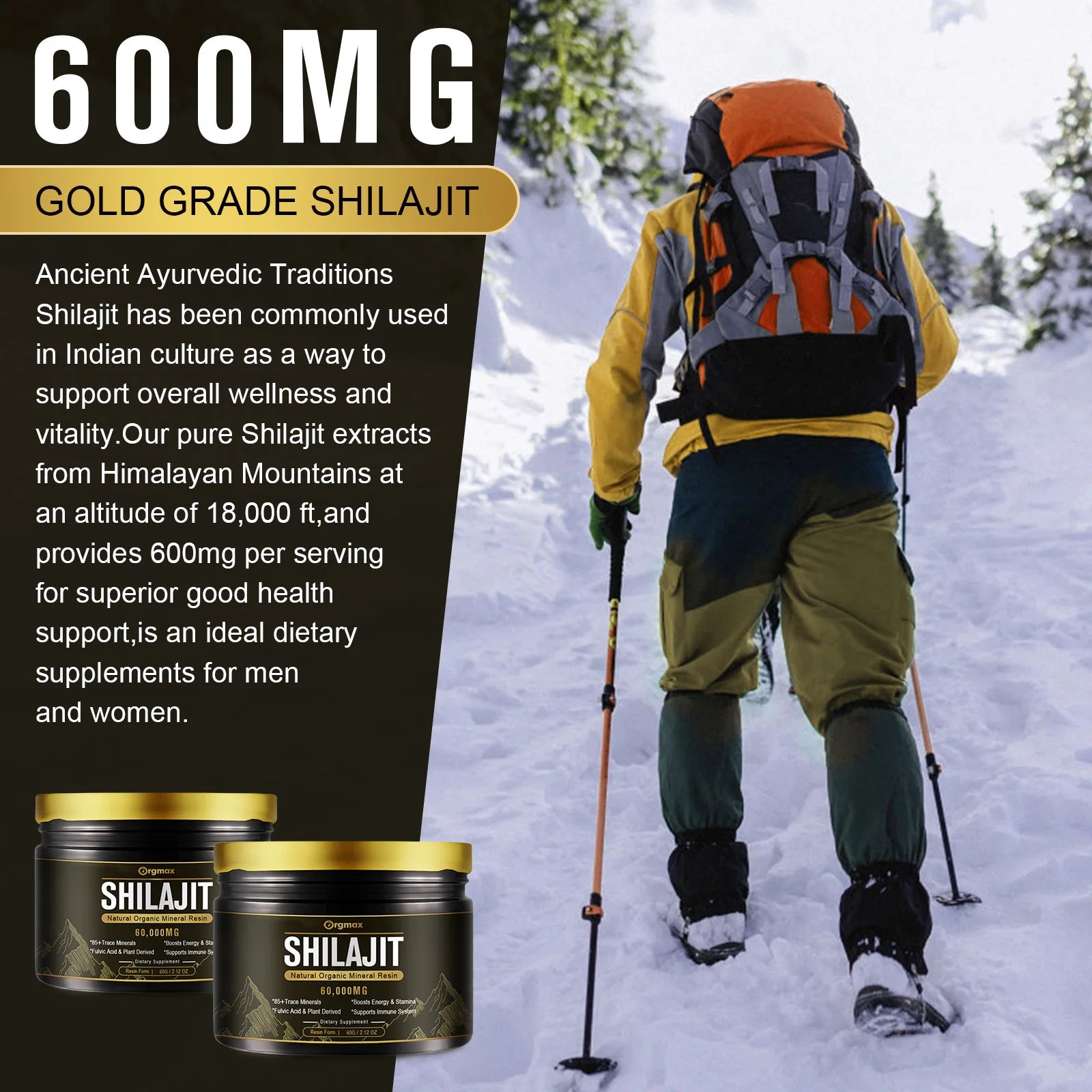 Himalaya Shilajit Resin Original High in Trace Minerals& Fulvic Acid for Energy, Muscle Strength & Immunity, Endurance for Adult