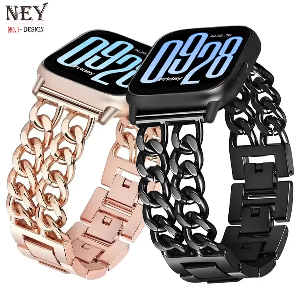 Dual Chain Stainless Steel Metal Strap 20mm 22mm for Redmi Watch 5 Lite Active Xiaomi Watch S4 Replacement Band Adjustable Men