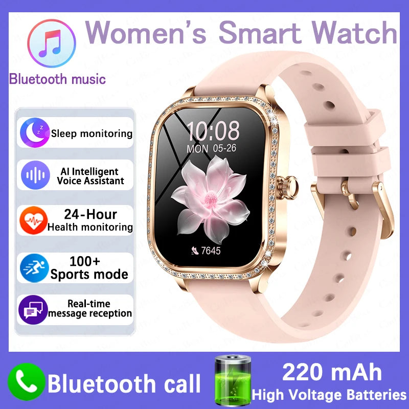 New Luxury Smart Watch Women 1.75" HD Display Heart Rate Sport Fitness IP68 Waterproof Bluetooth Call Smartwatch For Lady Gift