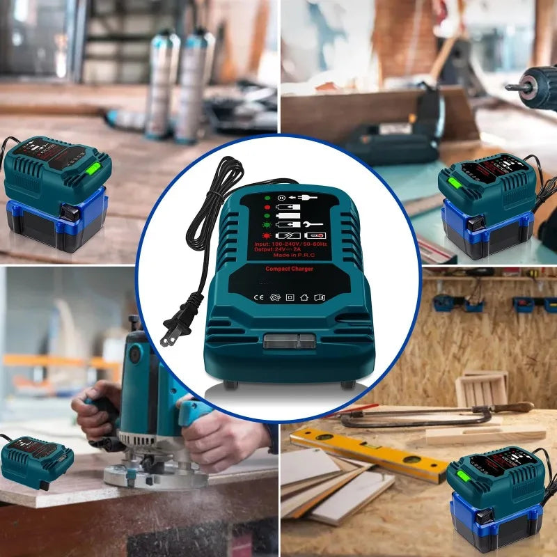 Portable Mini Rapid Charger Compatible for Kobalt/Greenworks/Snow Joe 24V Lithium Batteries Power Tool Battery Charger US Plug