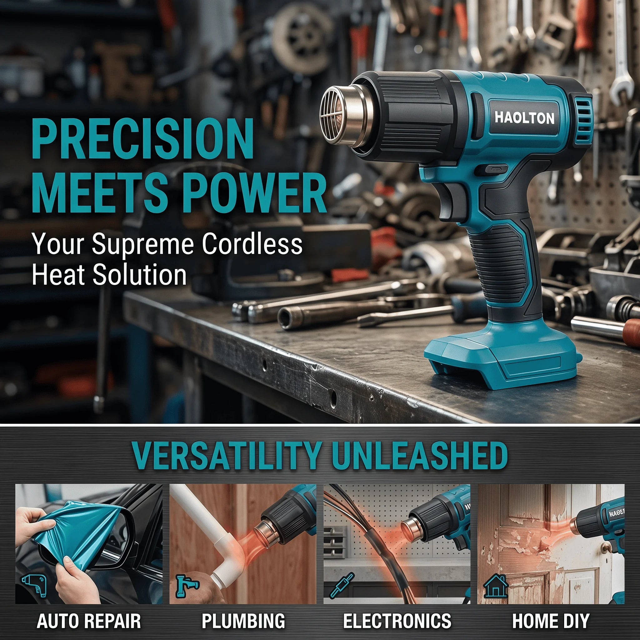 HAOLTON Industrial Gun Handheld Electric Heat Gun Temperatures Heat Gun Cordless Hot Air Adjustable For MAKITA 18V Battery