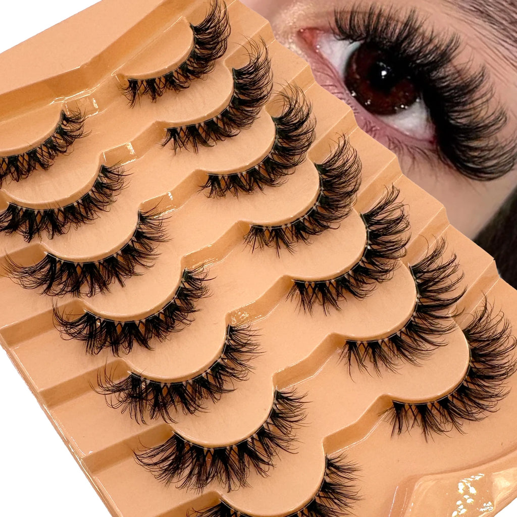 7pairs Mink Eyelashes Invisible Band Lash Extension Natural False Eyelashes Cross Cluster Fairy 3D Faux Big Eye Long Fake Lashes