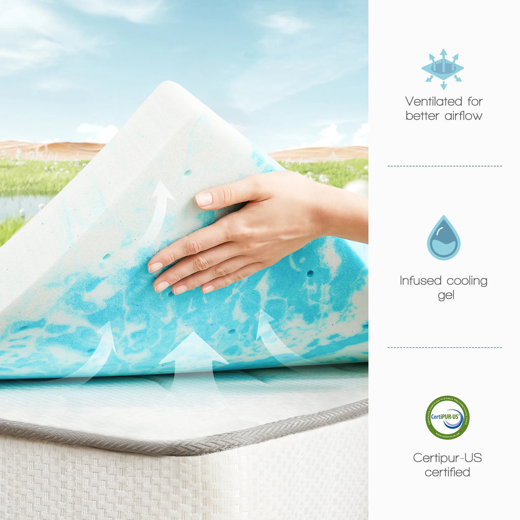 JHK 4 Inch Gel Memory Foam Mattress Topper Full Size Cooling Mattress Soft and Breathable Bed Topper School Bedroom Furniture