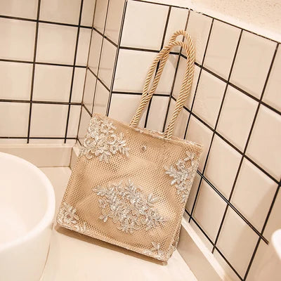Chic Summer Light Bags Fashion Party Wedding Bags Ivory White Lace Bag Women Purses Handbag Totes Shoulder Female Bride