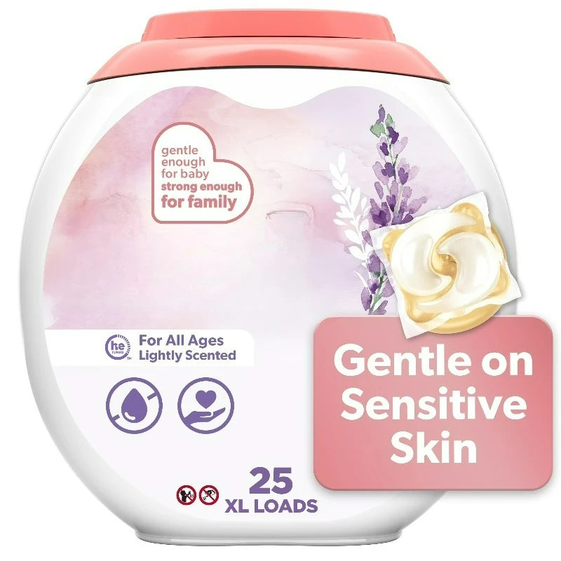Baby Laundry Detergent XL Pacs, Sensitive Skin, Hypoallergenic, Lightly Scented Lavender, 25 Count