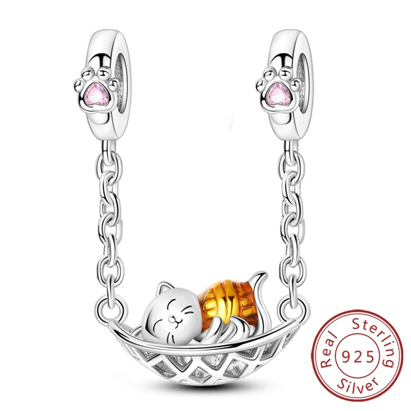 Hot Sale Charm Bead Pendant 925 Sterling Silver Firefly Love Heart Cats Dogs Sunflower Charm for Bracelet Women DIY Jewelry Gift