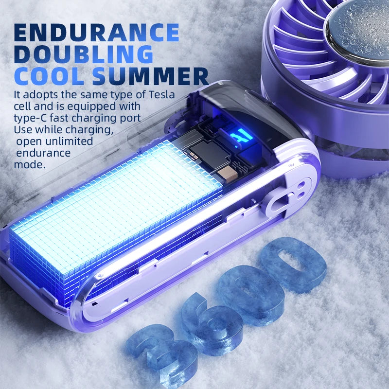 HOMEFISH 2026 new ice pack high-speed fan, semiconductor refrigeration handheld fan, portable charging folding small fan