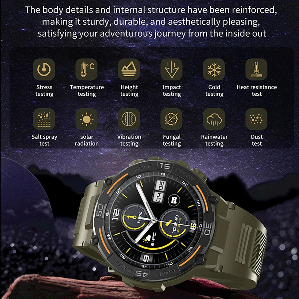 2026 New Military Outdoor SmartWatch Men Bluetooth Call Waterproof Health Monitor Sports Run tracker Smartwatch For Android iOS