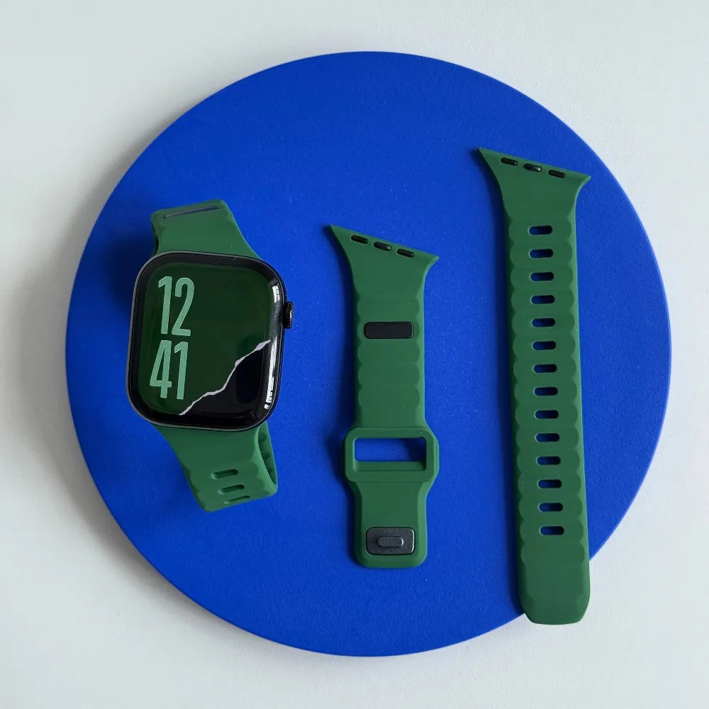 Silicone Sport Strap For Apple Watch Band Ultra 49mm 40mm 41mm 44mm 45mm 46mm correa bracelet iwatch Series 12 11 10 9 8 7 6  se