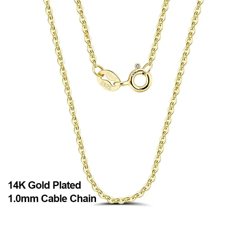 Rinntin 18K Gold 925 Sterling Silver Fashion Cable Link Chains Necklace for Women Thin Neck Chain Accessories Jewelry SC06