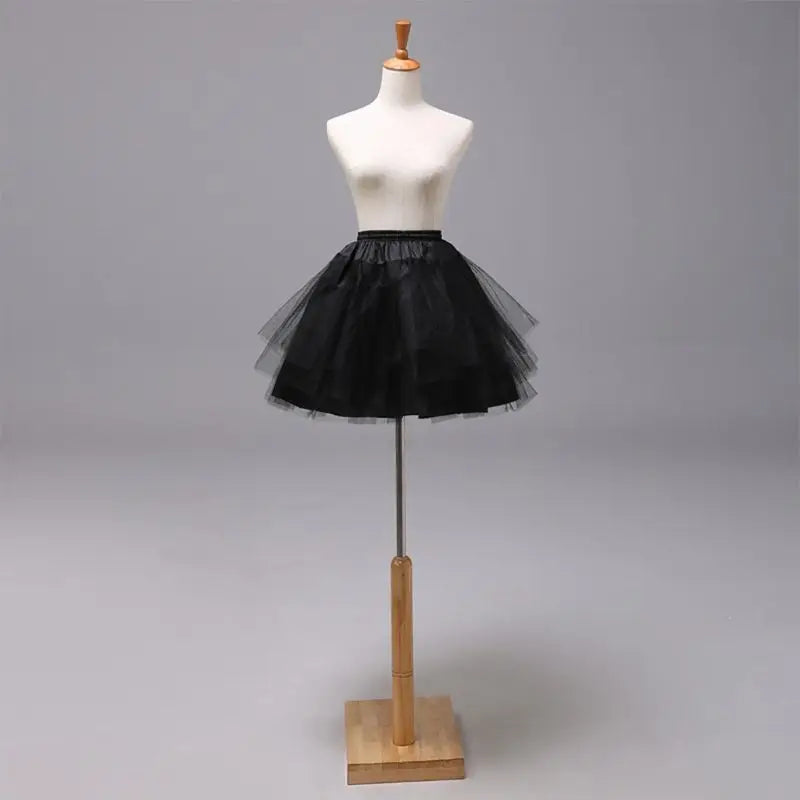 Women Girls Double Layers Solid Color Short Tulle Petticoats Elastic Waistband A Line Mesh Underskirt Crinolines For Dress