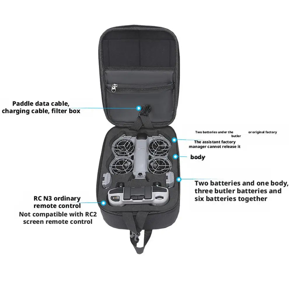 Carrying Case For DJI Neo 2 , Portable Drop Resistant PU Protective Shoulder Bag , Compatible With RC-N3/RC-N Remote Controller