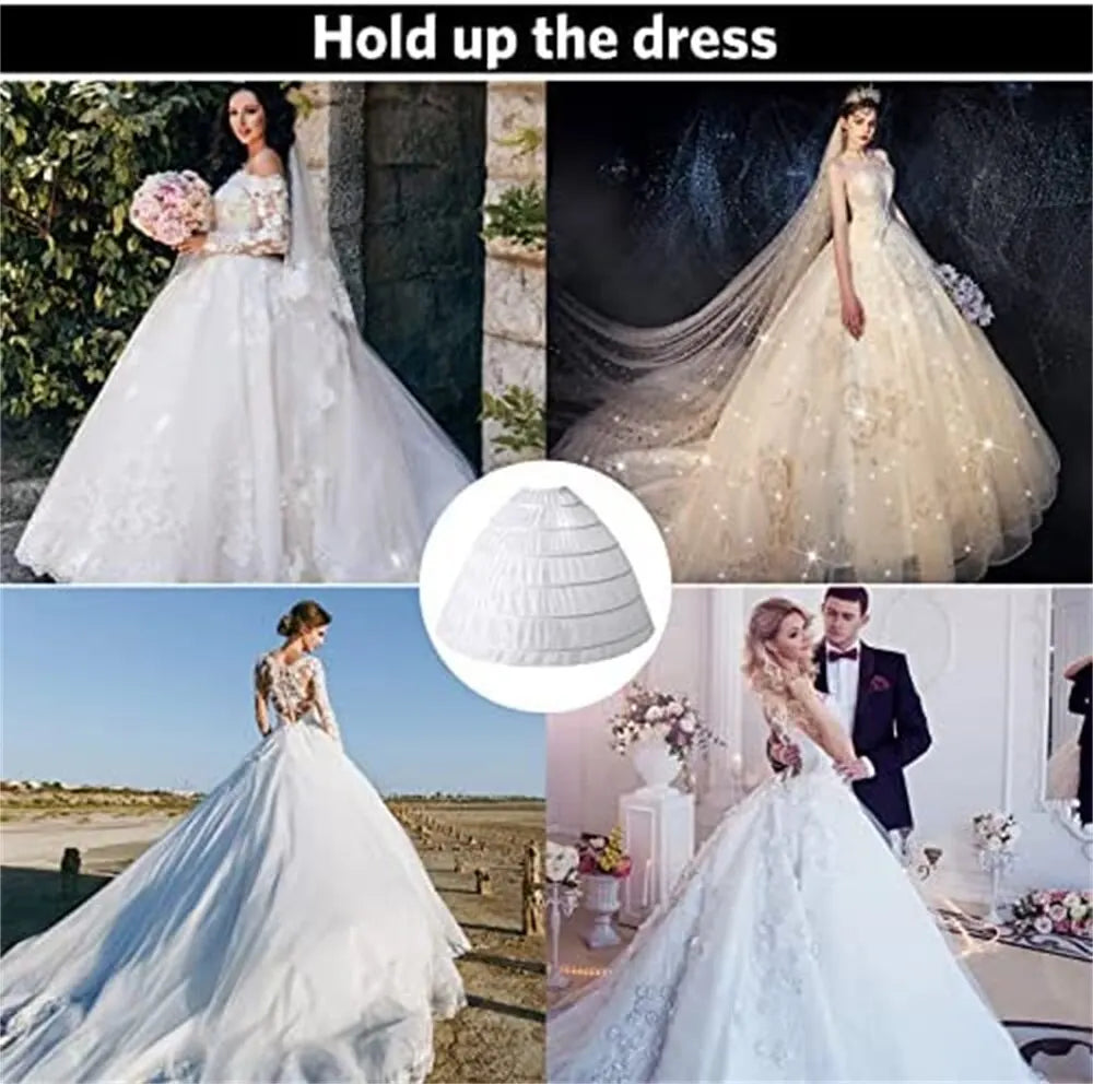 Babyonlinedress 6 Hoops Crinoline Ball Gown Wedding Petticoat Fluffy Underskirt Mariage Half Slips Wedding Accessories