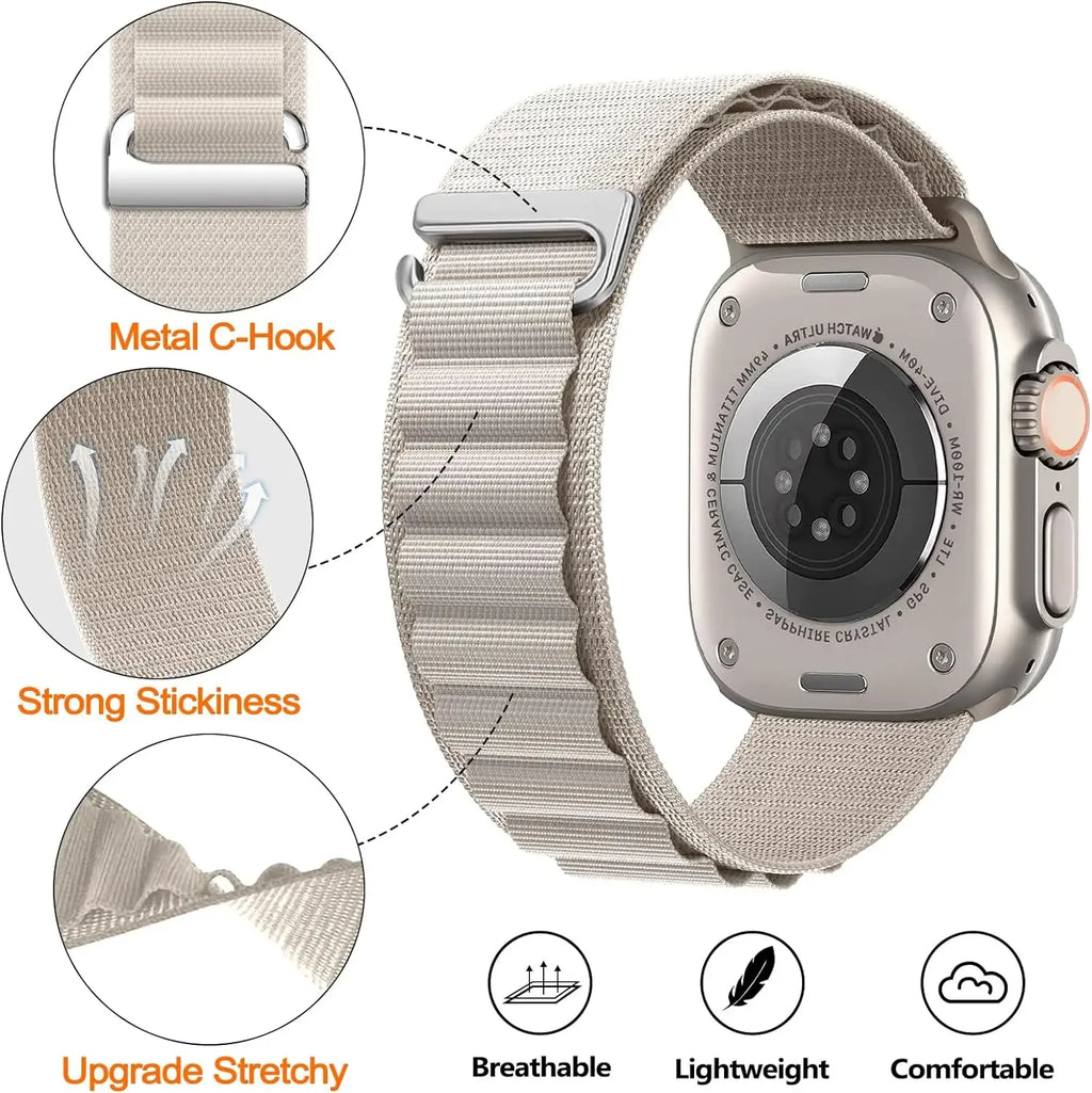 Alpine Loop Belt For Apple Watch Ultra 49mm 11 10 9 8 7 10 46mm 42mm 45mm 41mm Nylon Band iWatch Series 6 5 4 SE 44mm40mm Correa