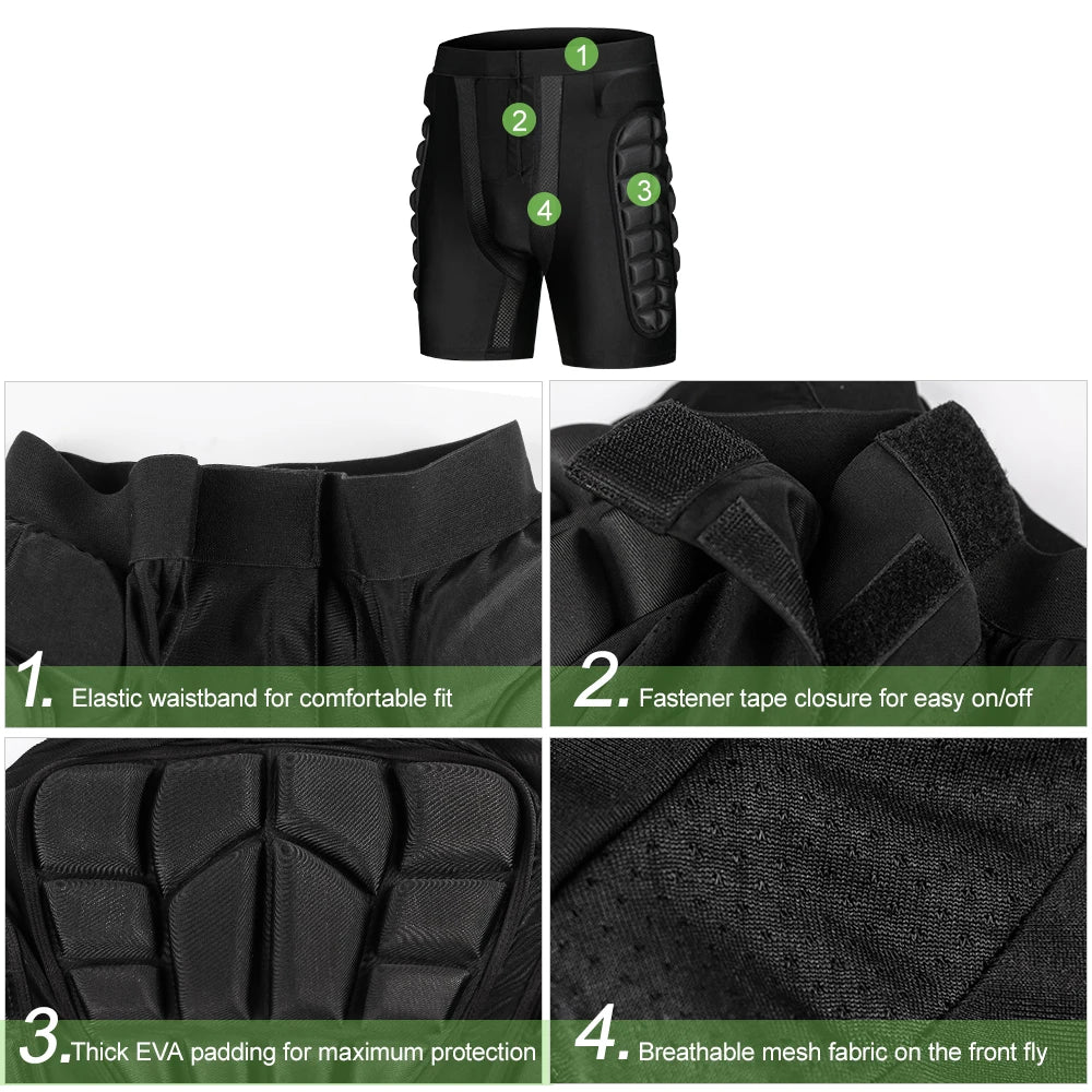 Tomshoo Hip Butt Protective Padded Shorts Armor Hip Safe Shorts Snowboarding Skating Skiing Ride Hip Protection Shorts Men Women