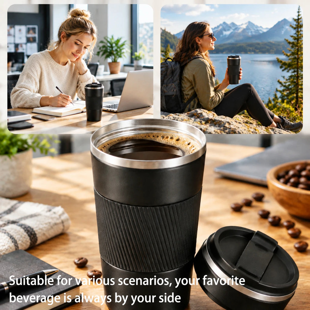 380/510ML Leak_Proof Travel Thermo Cup Stainless Steel Thermo Cafe Coffee Mug Car Thermos Mug for Tea Water Coffee Double