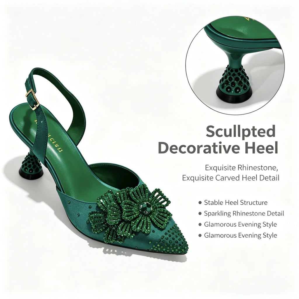 New Design Women Nigerian Italian Shoes and Bags Set Decorated with Rhinestone Women Shoes and Bags To Match Set Italy Lady